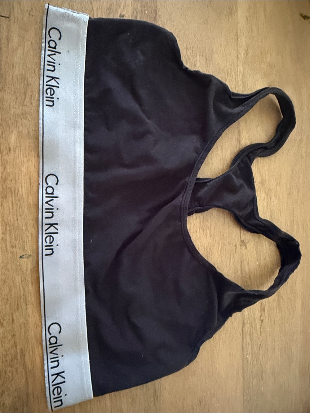 Calvin Klein Women’s Black Sports Bra with White Logo Band